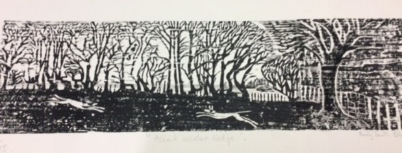 Ancient winter hedge - 9x24 inches (£95 unframed £150 framed0